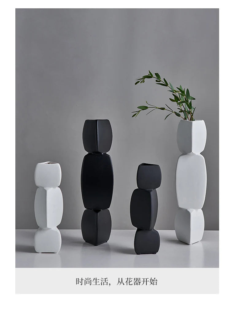 Modern minimalist vase decoration home Flower Arrangement Living Room Flowerpot Nordic minimalist decor black vase Art Ornaments