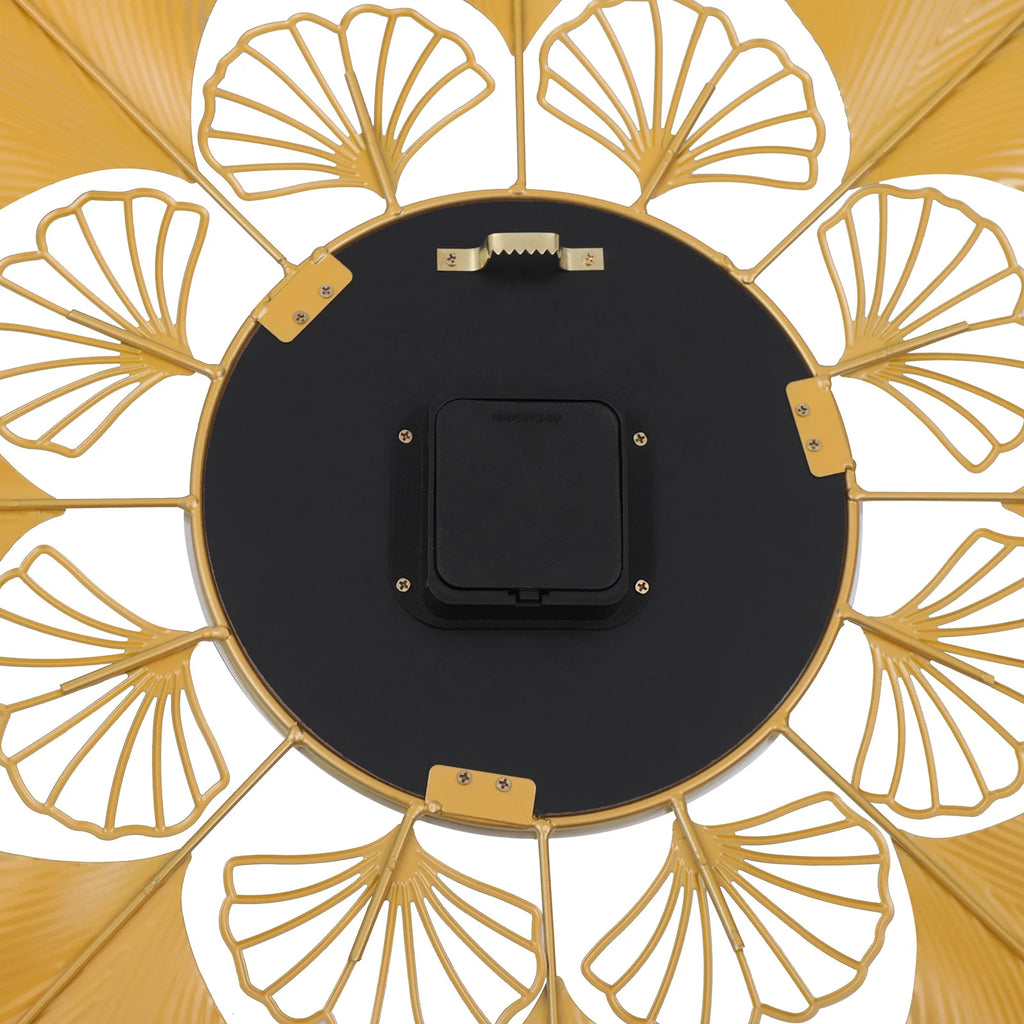 Ginkgo Wall Clock 3D Creative Ginkgo Wall Clock Golden Dial Design Silent Scanning Second Movement Digital Display Study Office