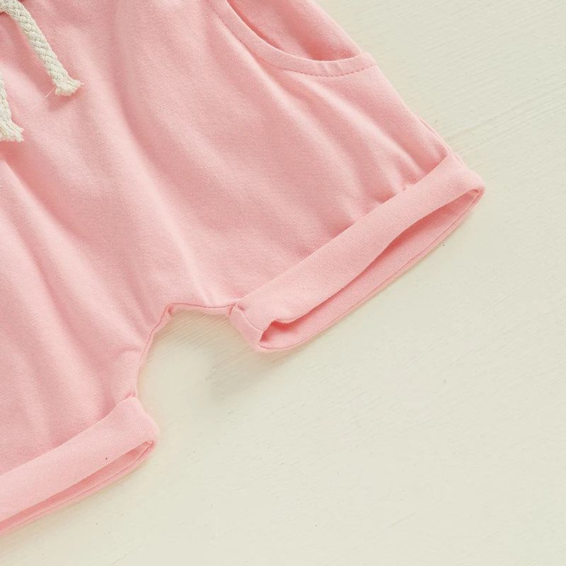 Easter Bunny Romper Set with Rabbit Print Short Sleeve Round Neck Bodysuit and Elastic Waistband Shorts for Infant Boys and