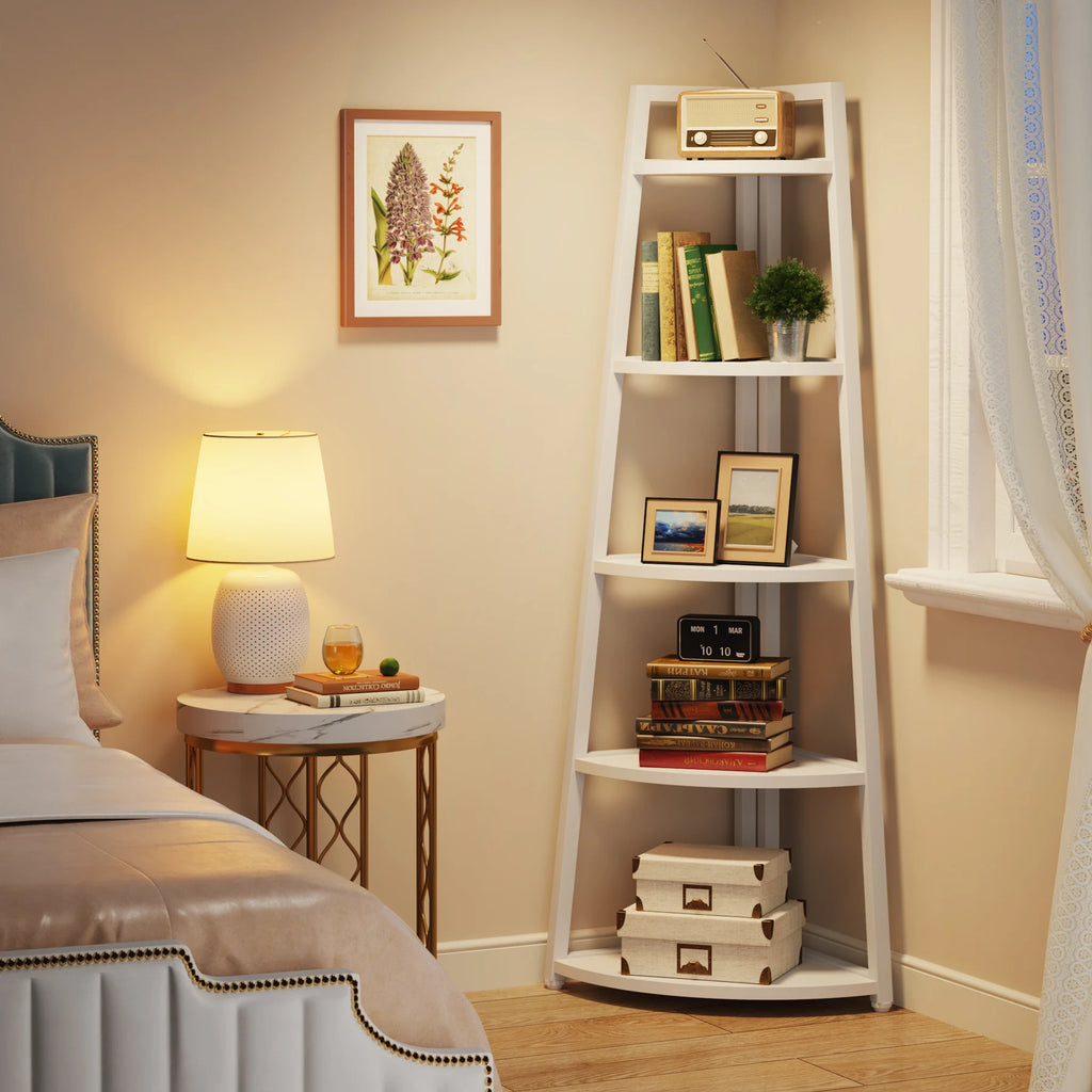 Tribesigns Bookcase Corner Book Shelf Rack Wood Bookshelf Storage Shelves