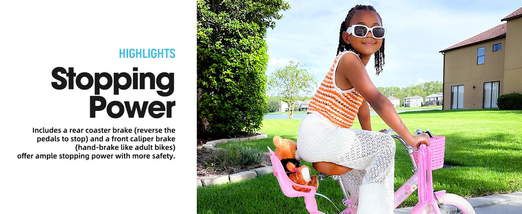 JOYSTAR Kids Bike for Ages 2-7 Years kids, 12 14 16 Inch Girls Bikes with Doll Seat & Streamers, Boys Bike with Flag & Plate