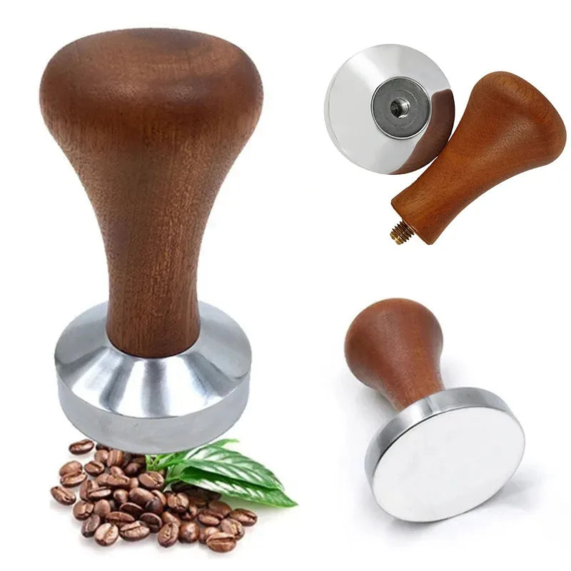 Coffee Powder Press 51/53/58mm High-Quality Wooden Handle with Solid Metal Base  for  Concentrated  Espresso  Durable  Kitchen