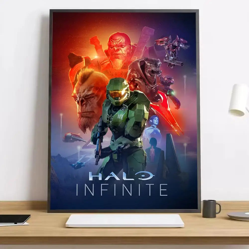 Game H-Halo Cool I-InfiniteS Painting Calligraphy HD Canvas Poster living room bedroom bar aesthetic decoration