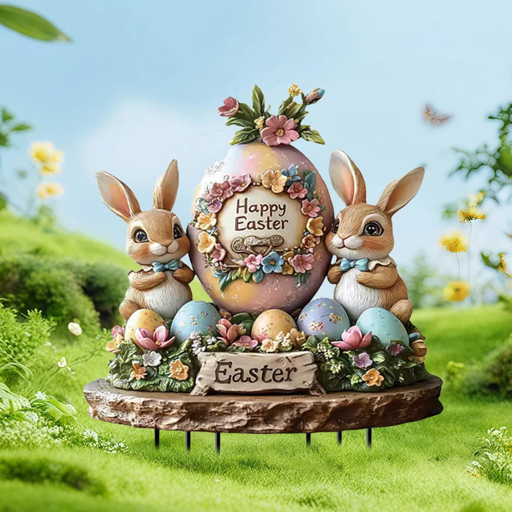 Easter Acrylic Garden Stake Decoration Multi-Function Yard Ornaments Waterproof Courtyard Statue for Outdoor Decoration