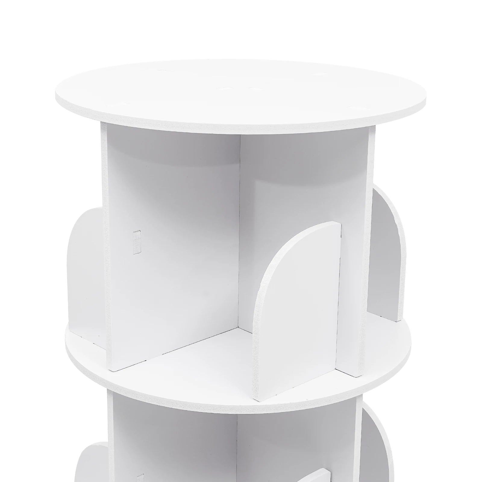 2/4-Tier Wooden Rotatable Bookshelf - 360°Display Floor Standing Storage Rack, White Multifunctional Bookshelf Organizer