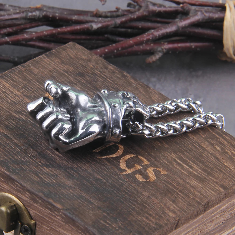 stainless steel Gothic Pendants Fist Necklace Cool Street Style Necklaces For Men Collar Hombre Neck Chains Punk Jewelry Gift