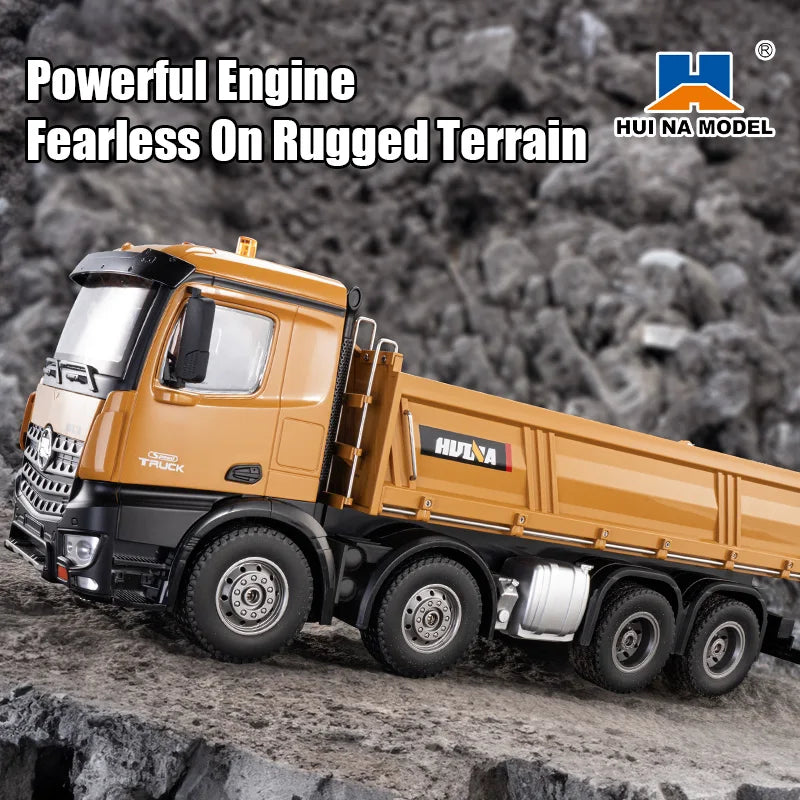 HUINA 1536 RC Dump Truck 1:14 8WD Large Alloy Remote Control Engineering Eight Wheel Heavy-Duty Dump Truck Model Boys Gifts
