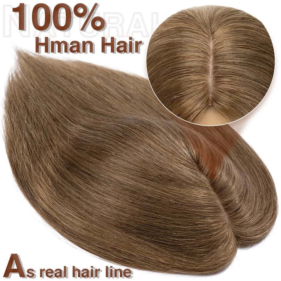 S-noilite 10x12cm Hair Toppers 3.5x9cm Silk Base Natural Hair Wig 100% Human Hair For Women Hairpiece Clip In Hair Extensions