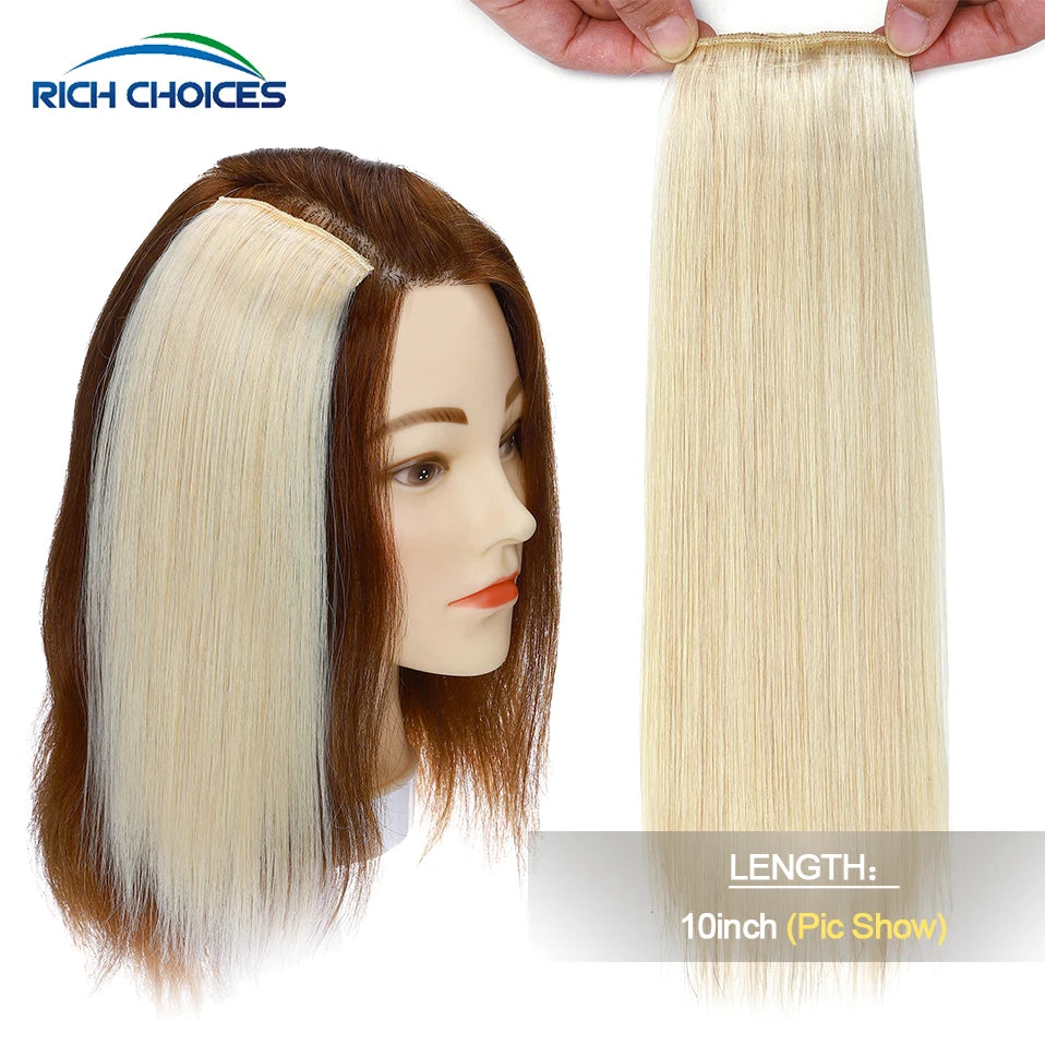 100% Human Hair Topper Invisable Straight Hair Pads Clip In One Piece 2Clips Increase Hair volume Hair Extensions Top Side Cover