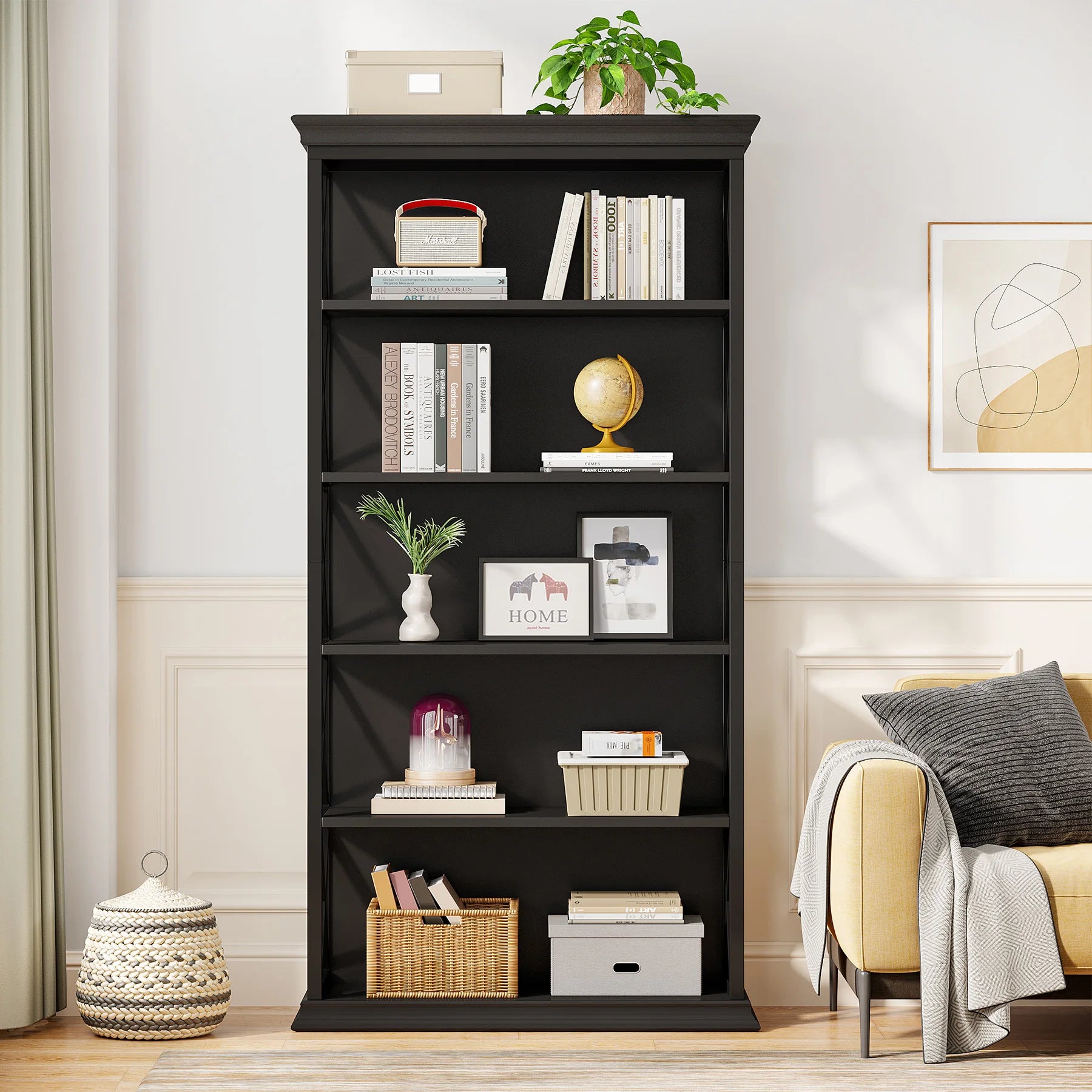 Tribesigns 6-Tier Bookcase, 71 Inches Industrial Bookshelves and Bookcases, Floor Standing 5 Shelf Display Storage Shelves