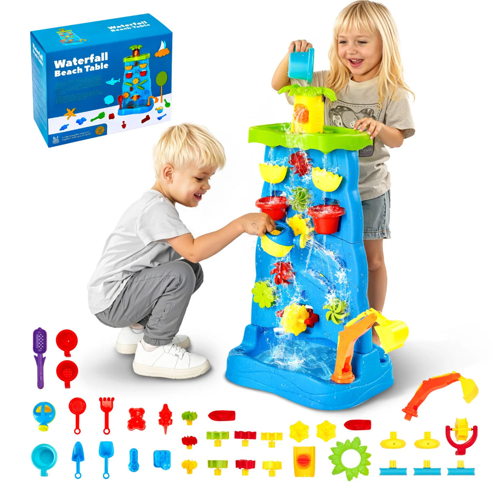 SucceBuy Water Play Table Kids Outdoor Beach Toy with 37PCS Accessories Double-Sided Summer Sand Platform for Children Gifts
