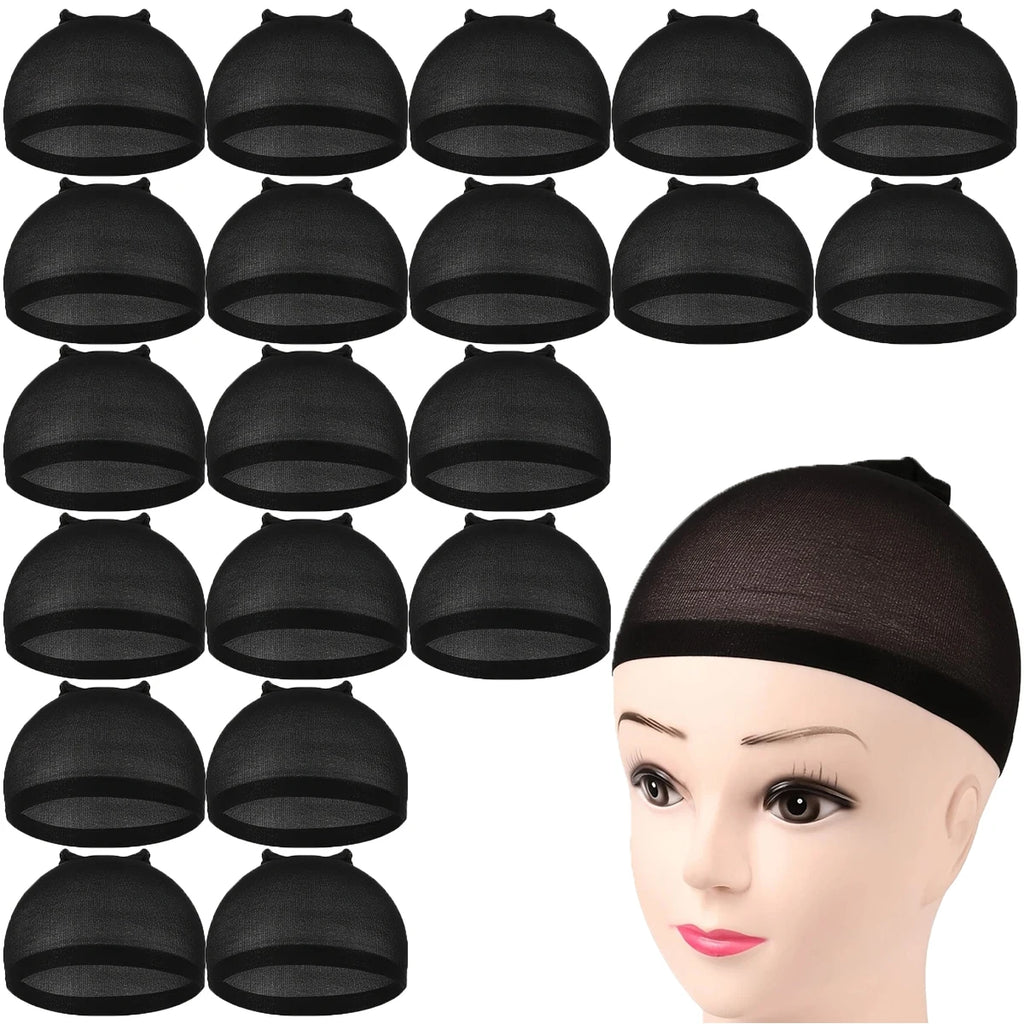 20pcs nylon wig cap stockings elastic wig cap black, brown, light brown