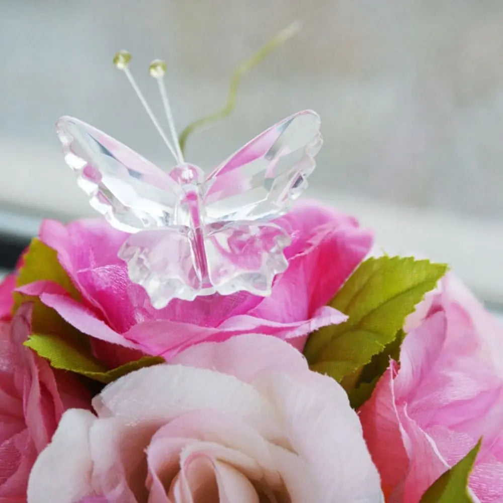 Creative White Crystal Crystal Butterfly Cute Handmade Miniature Figurines Glass Art Vivid Butterfly Ornament Home Decoration