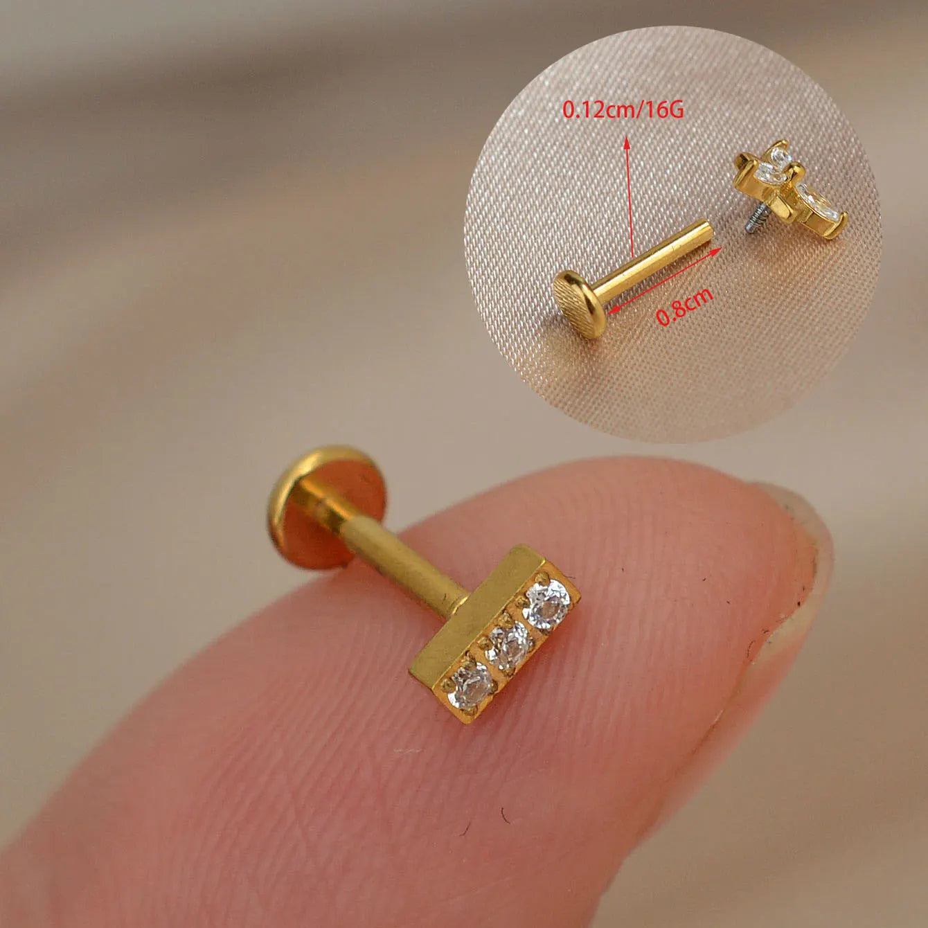 1Piece 16G Titanium Steel CZ Leaf Bee Piercing Lip Labre Studs Tragus Helix Cartilage Couch Lobe Earrings Body Jewelry For Women