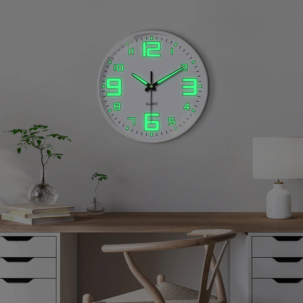8Inch Silent Non-Ticking Wall Clocks Battery Operated Silent Light Up Wall Clocks for Living Room Bedroom Kitchen Bathroom Decor