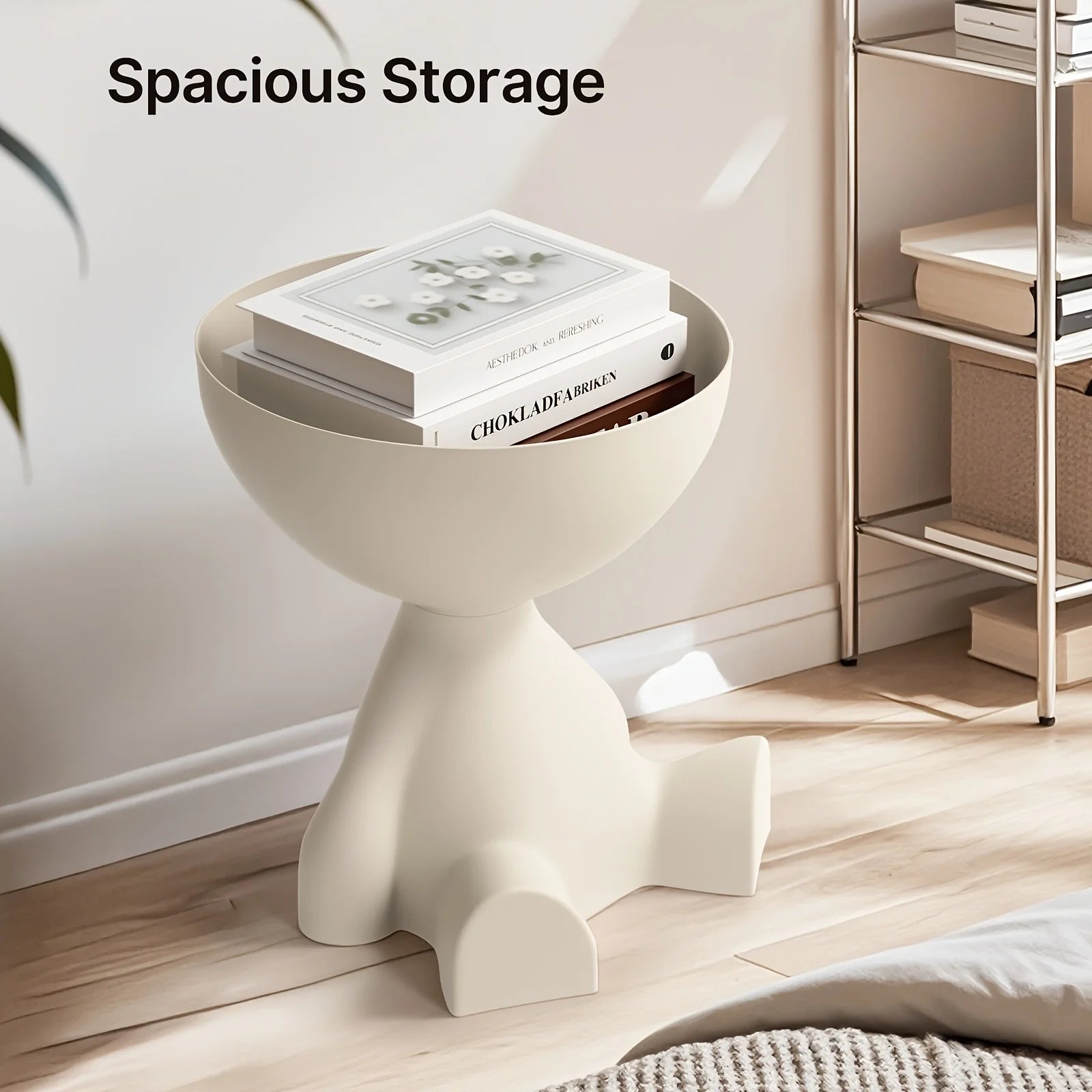 Modern bear-shaped plastic bedside table and stackable bookshelf - Space-saving multi-functional furniture, easy to assemble