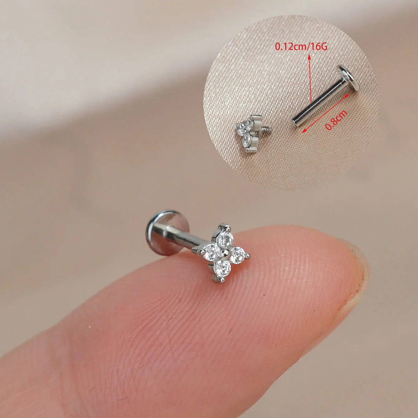 1Piece 16G Titanium Steel CZ Leaf Bee Piercing Lip Labre Studs Tragus Helix Cartilage Couch Lobe Earrings Body Jewelry For Women