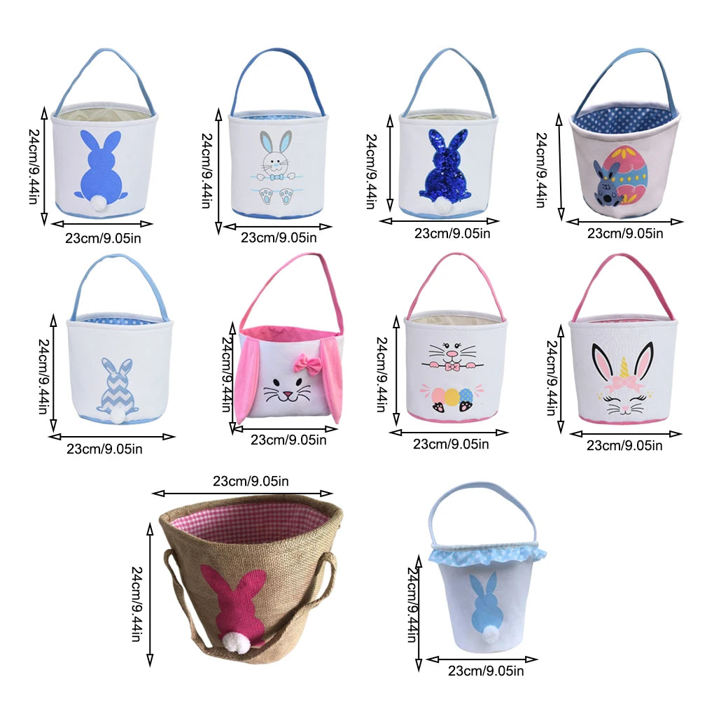 Bunny Bag Cloth Wear-resistance Easter Basket Holiday Buckets  Decorations Footprint Handle Bags  Double-Handle Red