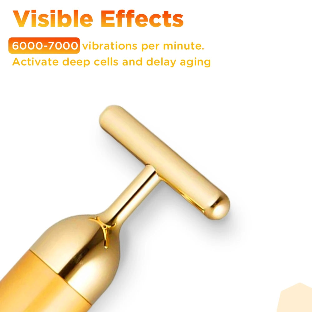 Beauty Stick 24k Gold Face Lift Bar Skin Tightening Energy Beauty Stick Vibrating Facial Massager Electric Beauty Instrument