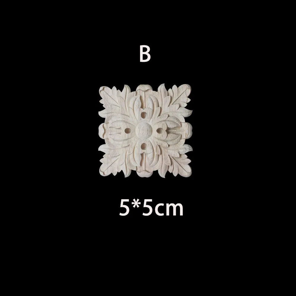 Unique Natural Floral Wood Carved Onlays and Appliques Wood Figurines for Decor Home Decoration Accessories wood furniture decal