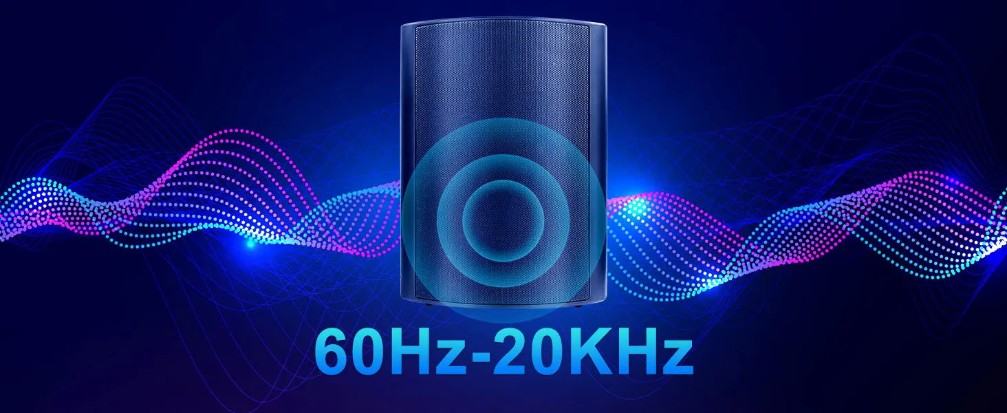 Herdio 2PCS 6.5'' 400W Outdoor Passive Speakers Wired Waterproof With Powerful Bass Wall Mount Speakers For Indoor Patio Covered