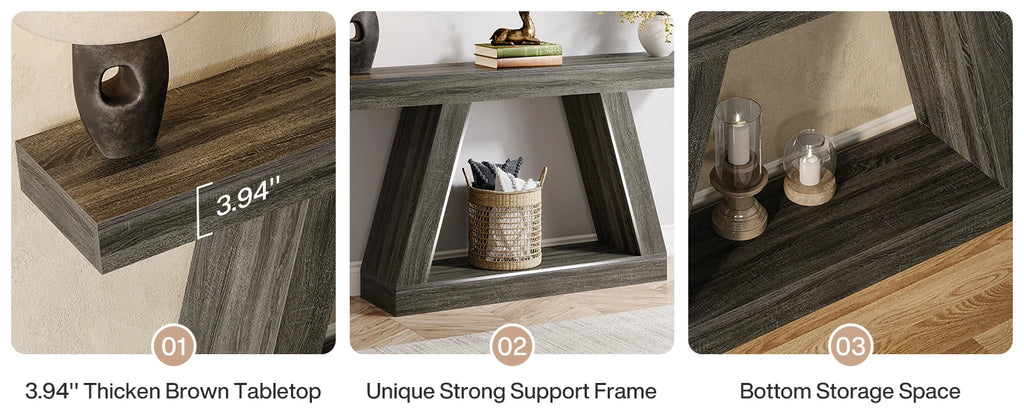 Tribesigns 55-Inch Rustic Console Table with Storage Industrial Wooden Entryway Table for Hallway Living Room