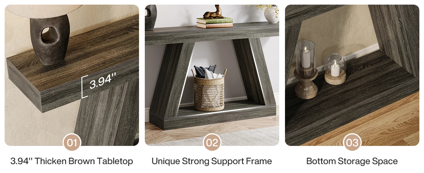 Tribesigns 55-Inch Rustic Console Table with Storage Industrial Wooden Entryway Table for Hallway Living Room