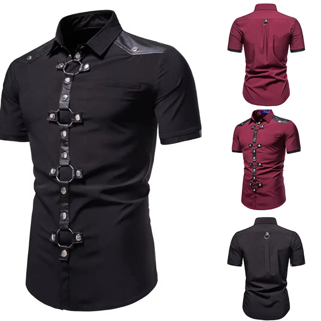 Men's Short Sleeved Shirt Costume Nightclub Cosplay Men's cotton shirt