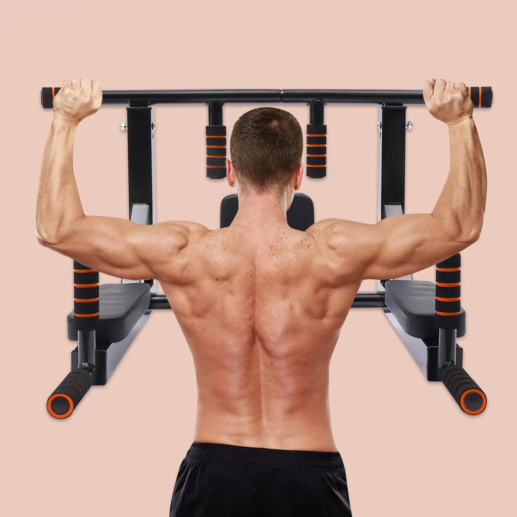 Wall Mounted Pull Up Bar Dip Stand, Indoor Home Gym Workout Equipment, 200kg Load-bearing Dip Station