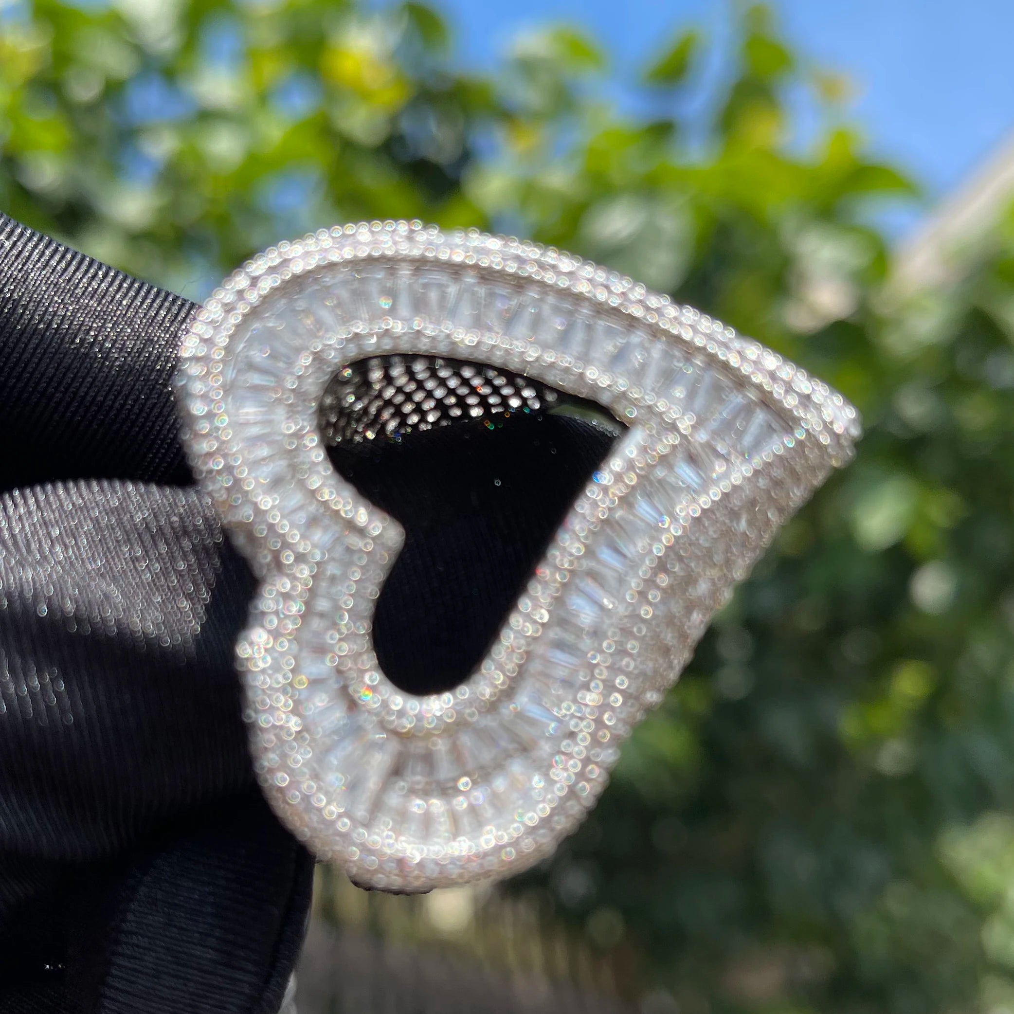 Bubble Letter Big Open Heart Ring for Women Iced Out Finger Charms Bling Baguette Zircon Fashion Hip Hop Jewelry