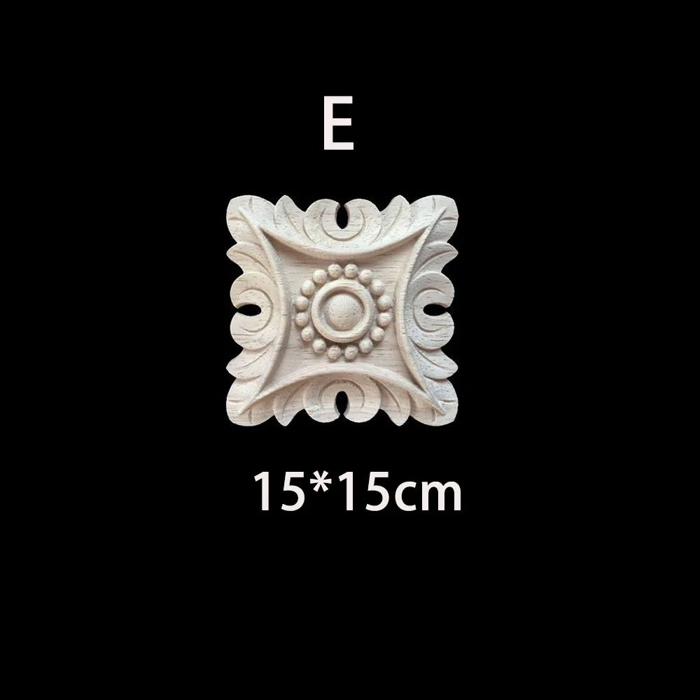 Unique Natural Floral Wood Carved Onlays and Appliques Wood Figurines for Decor Home Decoration Accessories wood furniture decal