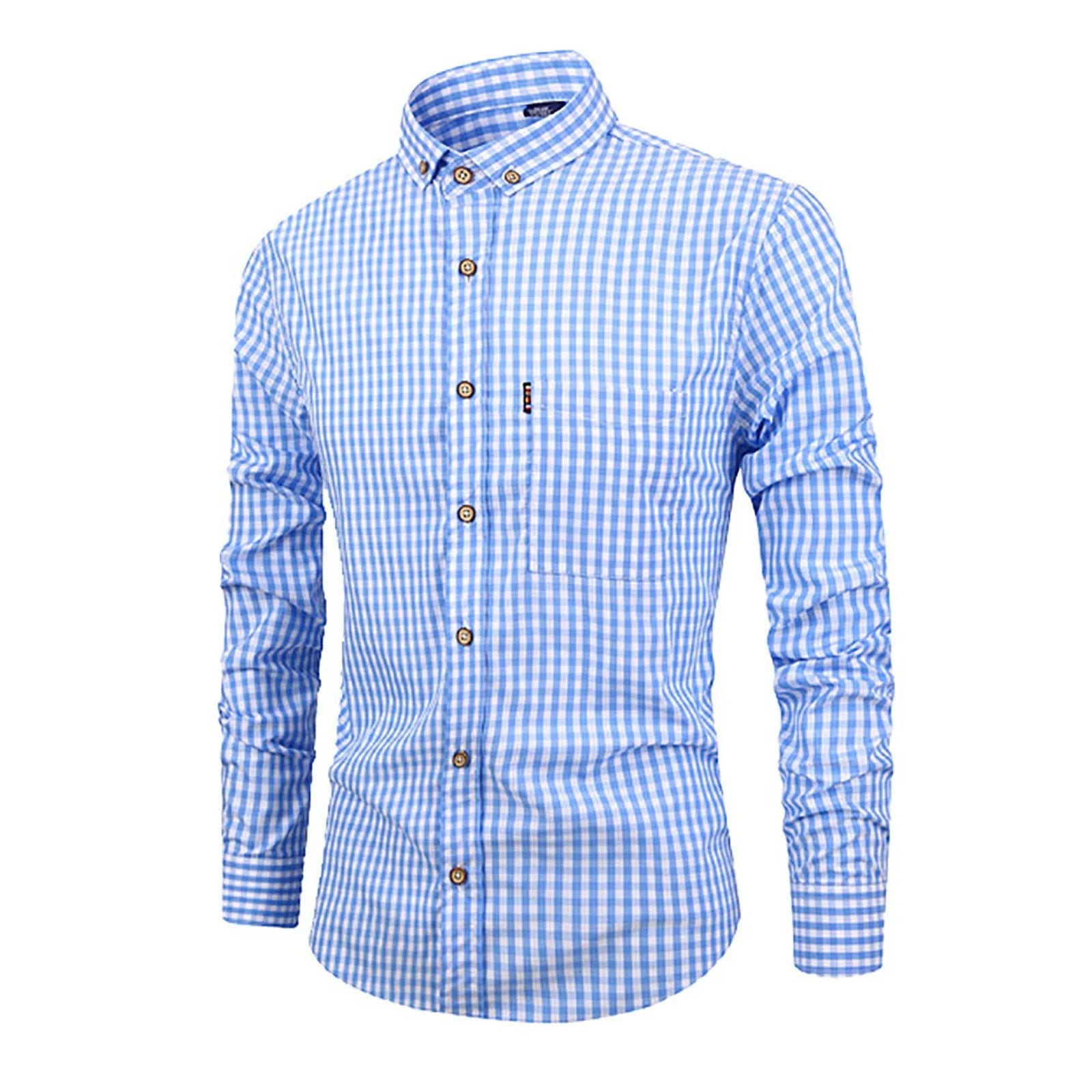 Men'S Single Breasted Checkered Shirt Men Shirts Fall And Winter Men Shirts Breathable Cotton Long Sleeved Camisa Masculina