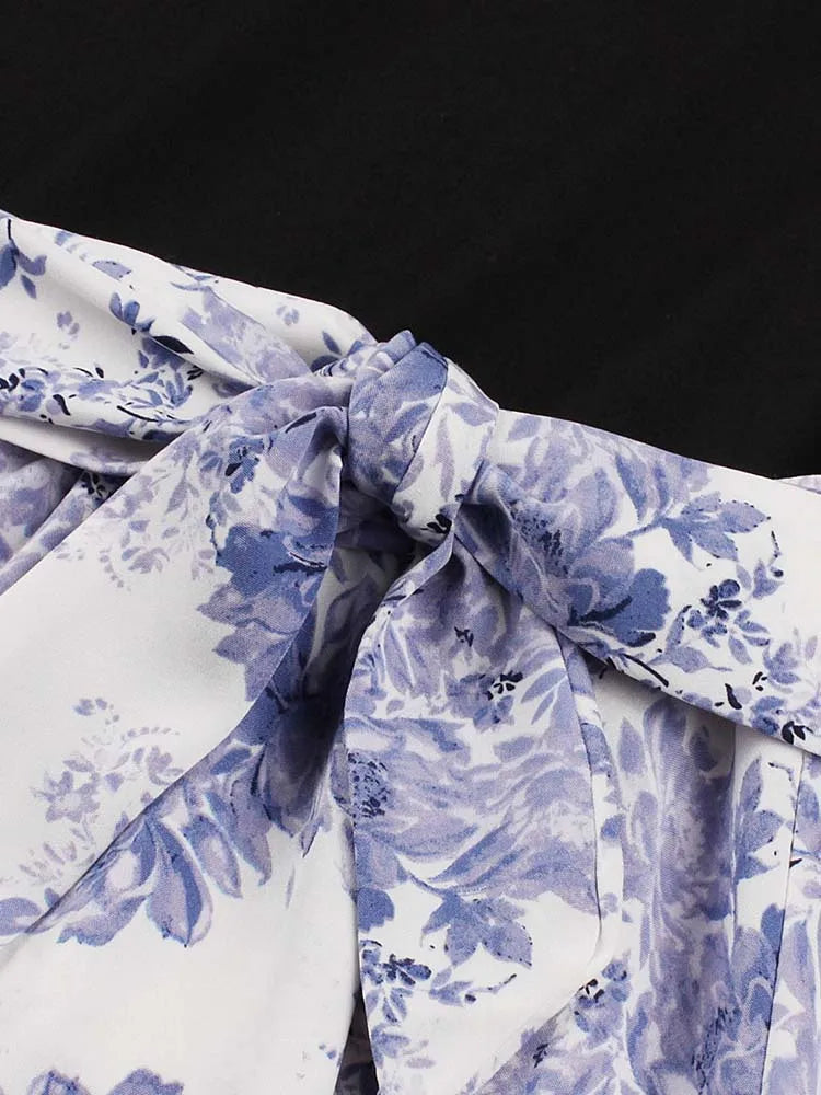 Retro Vintage Women's Summer Dress V-Neck Sleeveless High Waist Chic Floral Print with Belt 50s Style