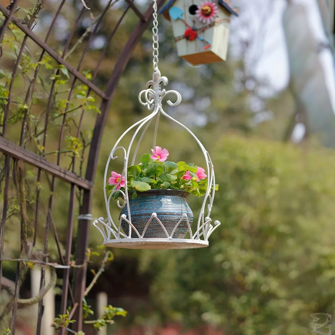 European style iron hanging basket indoor balcony hanging hanging basket outdoor garden courtyard succulent flower pot rack