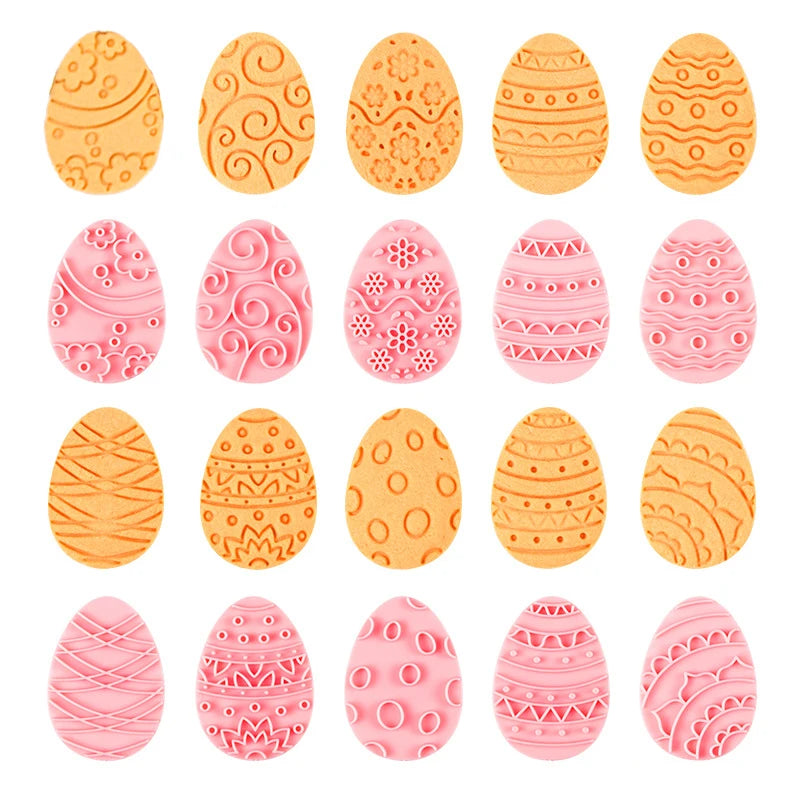 10 Pcs Easter Cookie Cutter Set, 3D Egg Embossing Cookie Cutters, Easter Egg Theme Fun Cookie Molds, For Biscuit Fondant