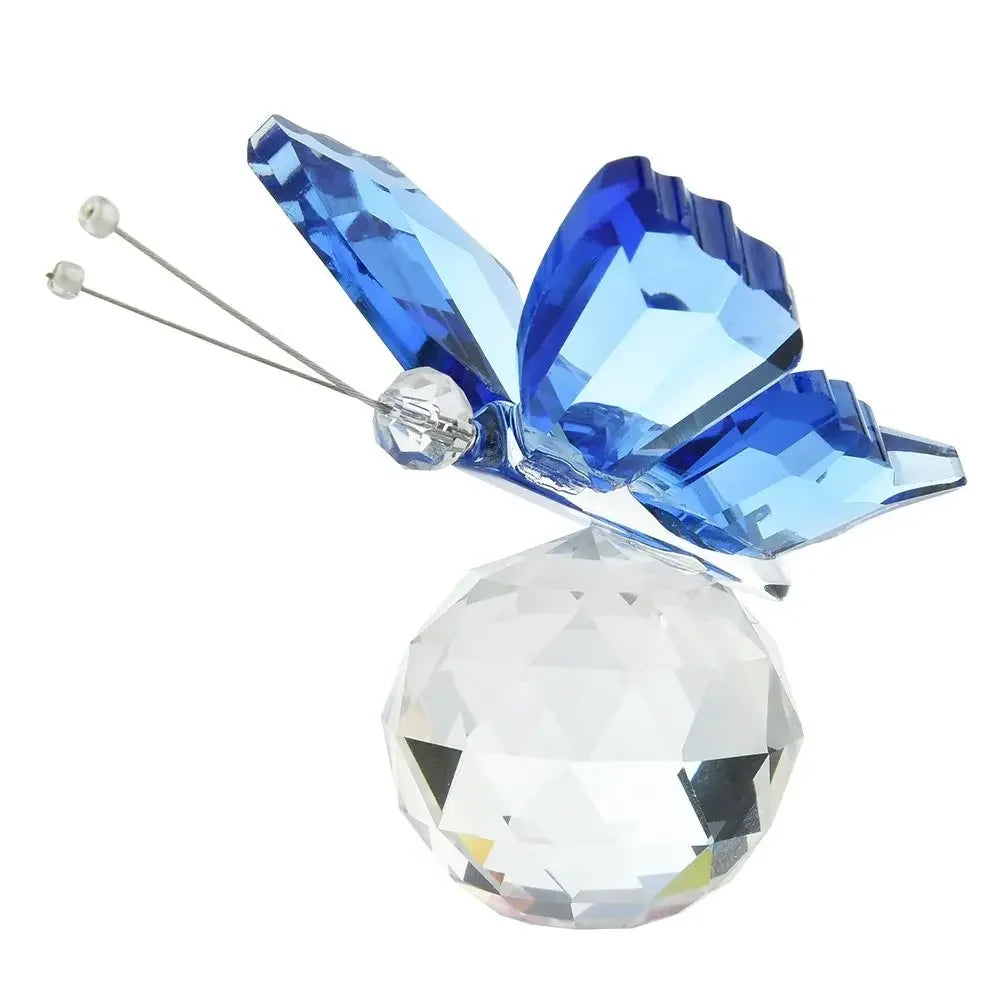Creative White Crystal Crystal Butterfly Cute Handmade Miniature Figurines Glass Art Vivid Butterfly Ornament Home Decoration