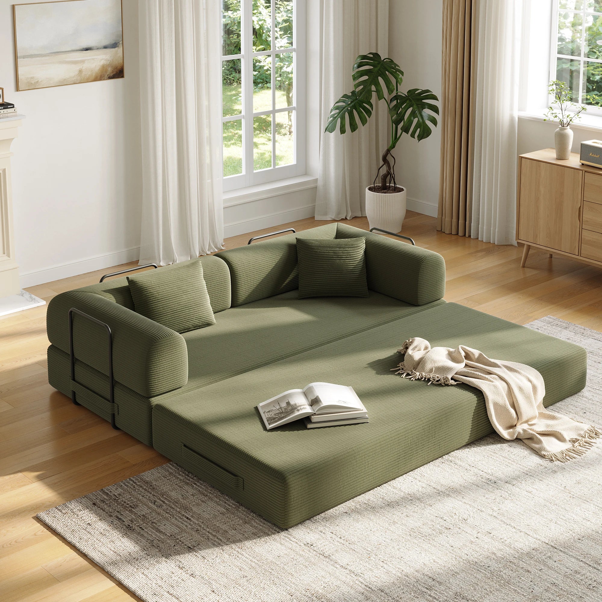 Convertible Floor Sofa Bed with Fixed-Shape Frame,  5-in-1 DIY Combination Modular Sofa,  for Living Room Bedroom Playroom