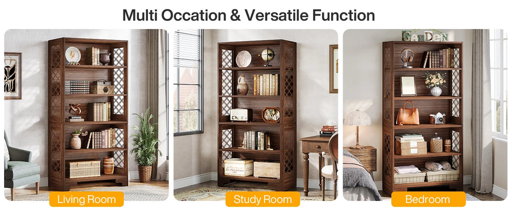 Tribesigns 6-Tier Bookcase, 71 Inches Industrial Bookshelves and Bookcases, Floor Standing 5 Shelf Display Storage Shelves