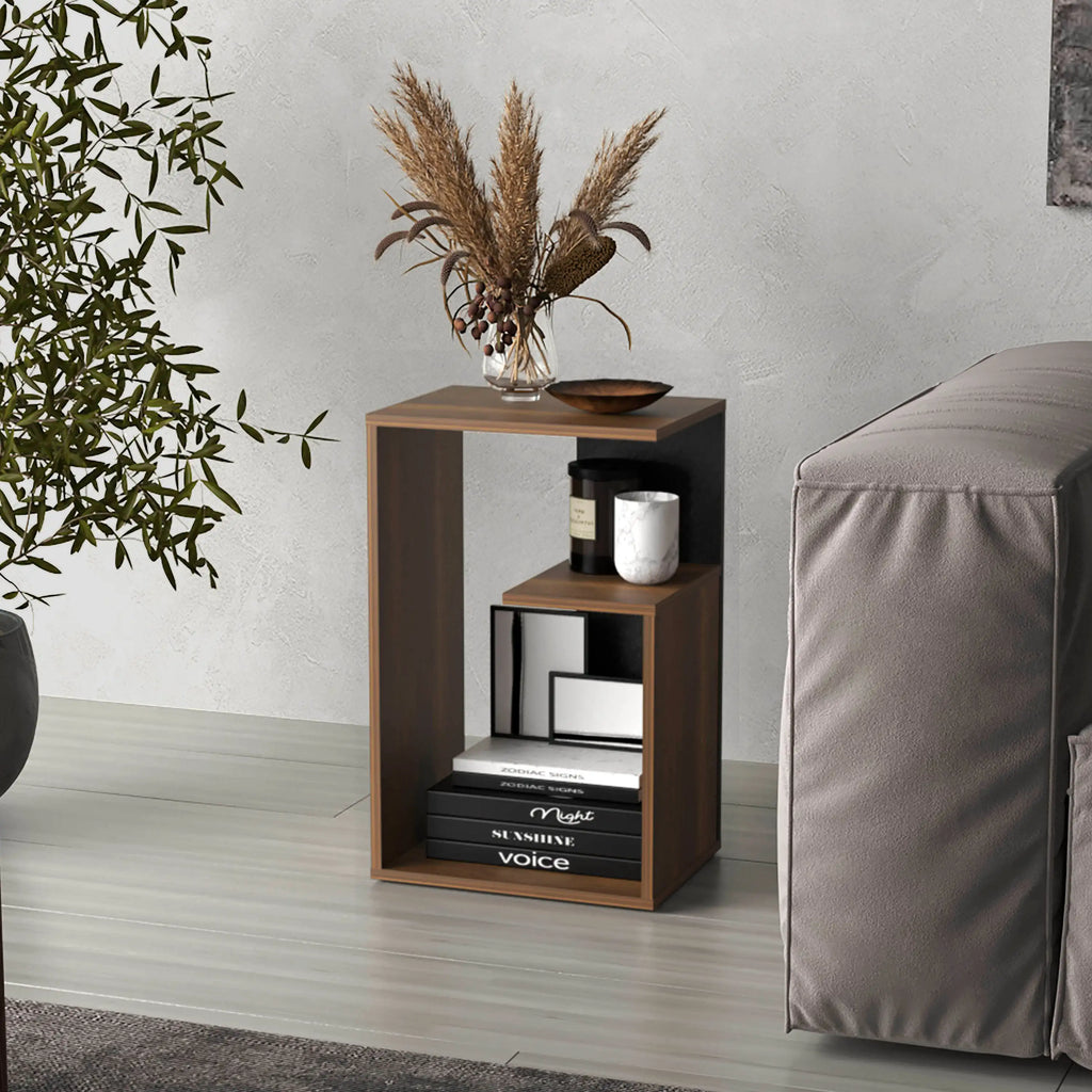 Everet 25" High 3-Tier Side Table Black Wengue - Walnut