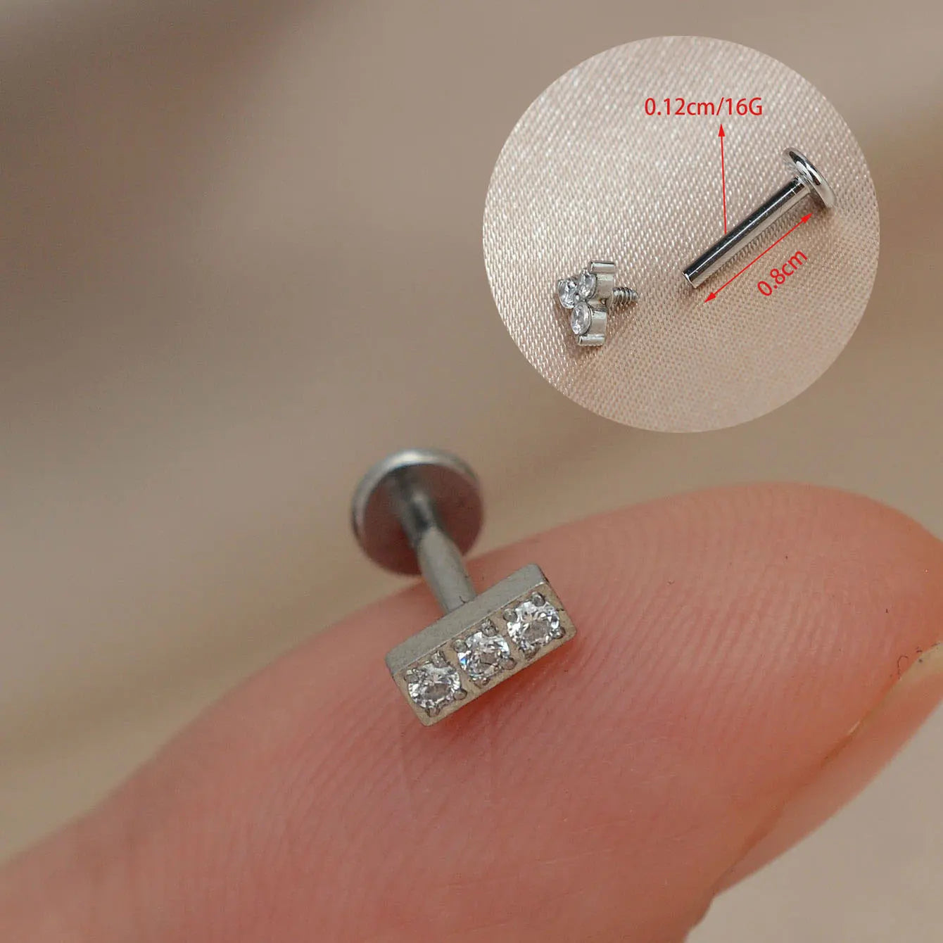 1Piece 16G Titanium Steel CZ Leaf Bee Piercing Lip Labre Studs Tragus Helix Cartilage Couch Lobe Earrings Body Jewelry For Women