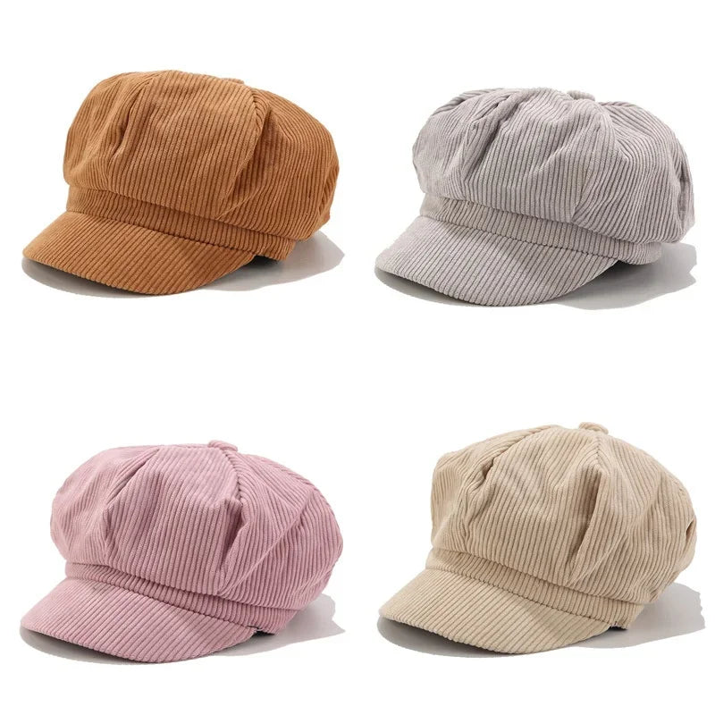 1 Pcs Adjustable Hat Female Leather  Beret for Women Solid Plain Octagonal Newsboy Cap Ladies Casual Wool Girl Painter Autumn