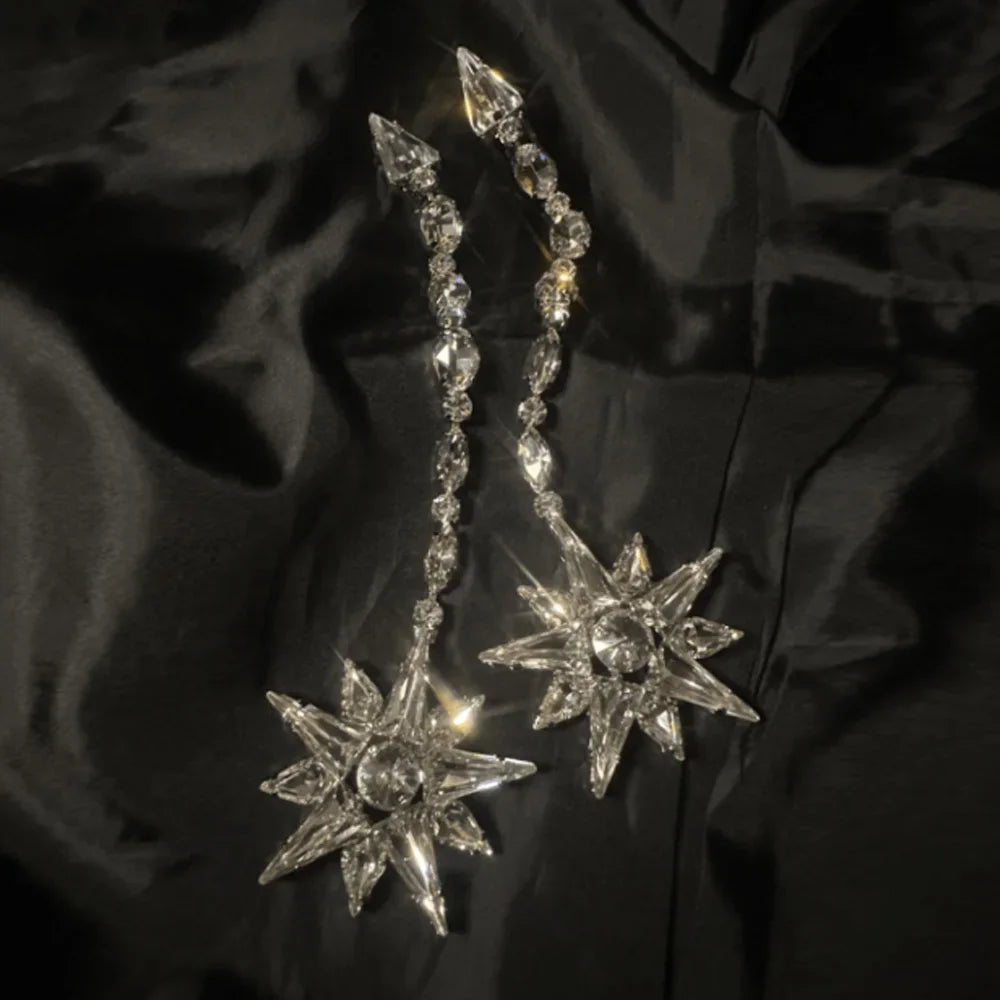 Stonefans Long Earrings Crystal for Women Luxury Designer 2024 Trend Geometric Earrings Statement Dangle Elegant Wedding Jewelry