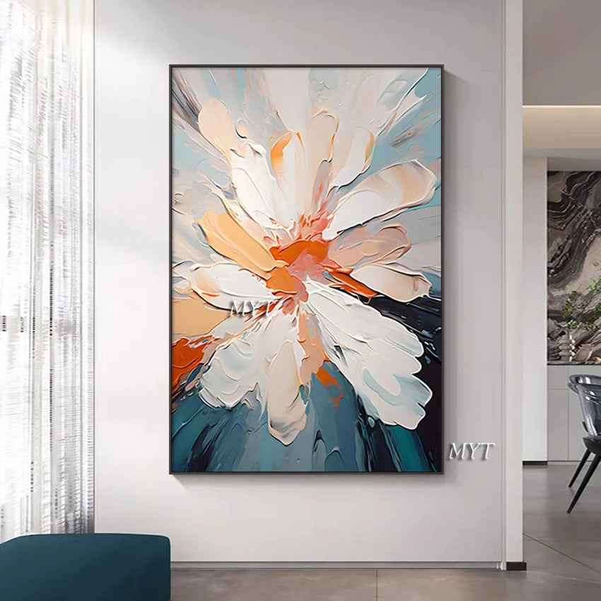 Handmade Oil Paintings for Home Decor, Abstract Pictures, Canvas Flowers, No Frame, Wall Art, Colors, Living Room, Modern