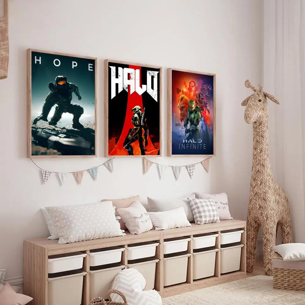 Game H-Halo Cool I-InfiniteS Painting Calligraphy HD Canvas Poster living room bedroom bar aesthetic decoration