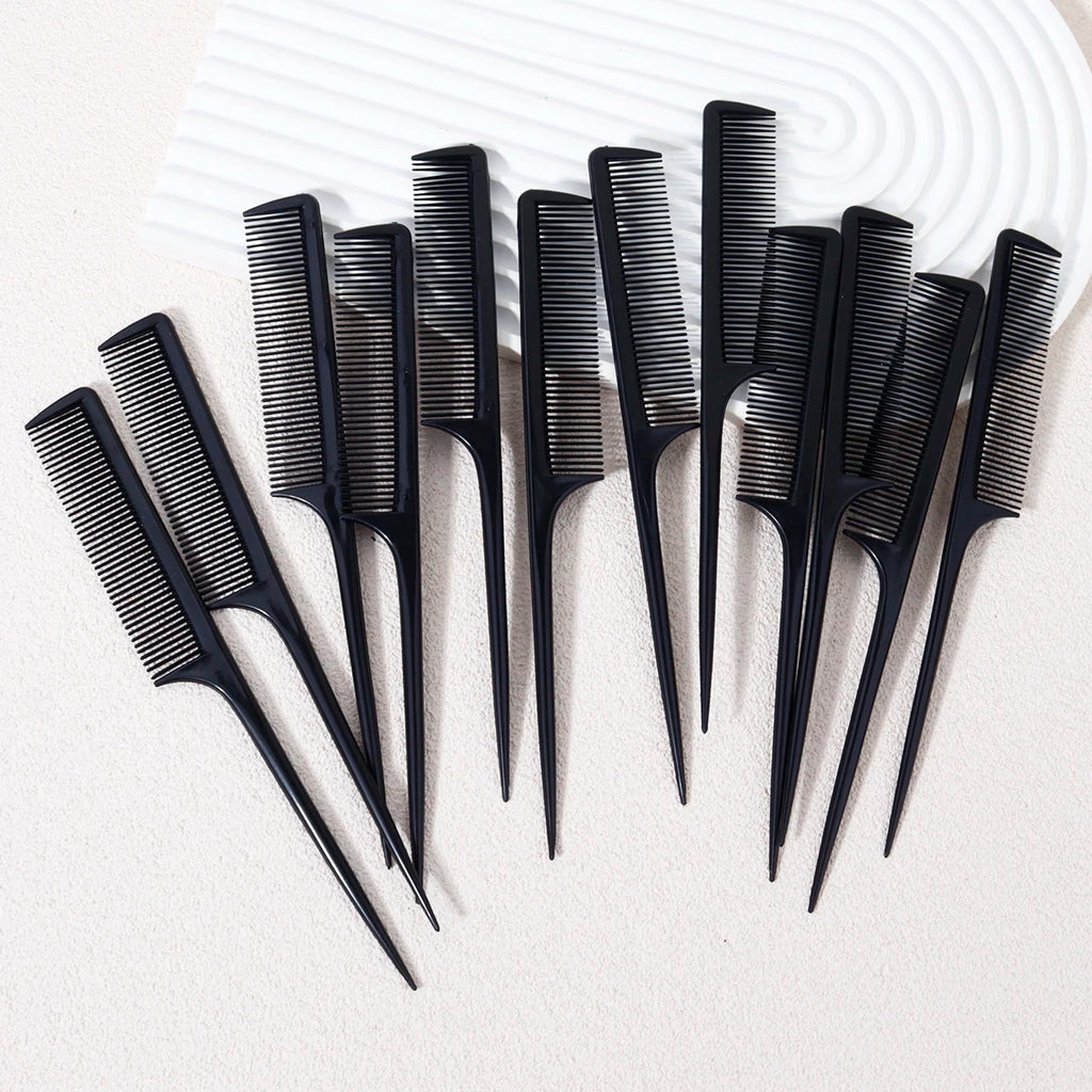 12 piece mouse tail comb set, hair dye comb, pointed tail comb, suitable for hair salons and home use,special for real hair wigs