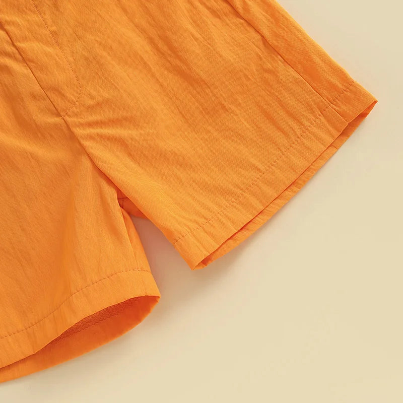 Toddler Boy Easter Outfit Bunny Rabbit Print Short Sleeve Button-up Shirt with Bowtie and Solid Shorts 2 Piece Set - Spring