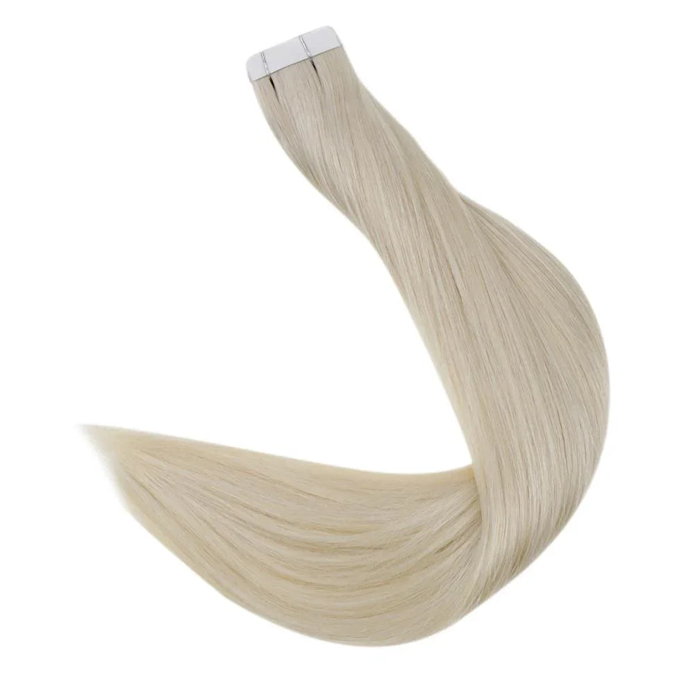 Laavoo Tape in Human Hair Extensions Real Brazilian Hair Straight Natural 100% Real Human Hair Pure Color 12-24inch Tape in Hair