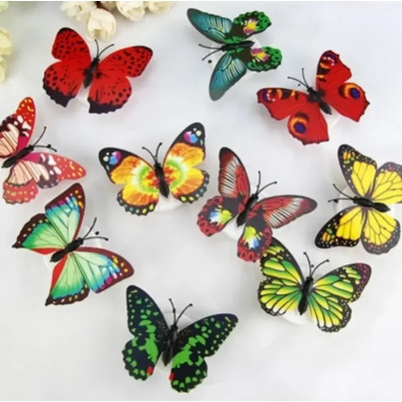 3D Wall Sticker Wallpaper Self-Adhesive Butterfly Stickers Lamps Panel for Living Room Bedroom Bathroom Home Decoration DIY Gift