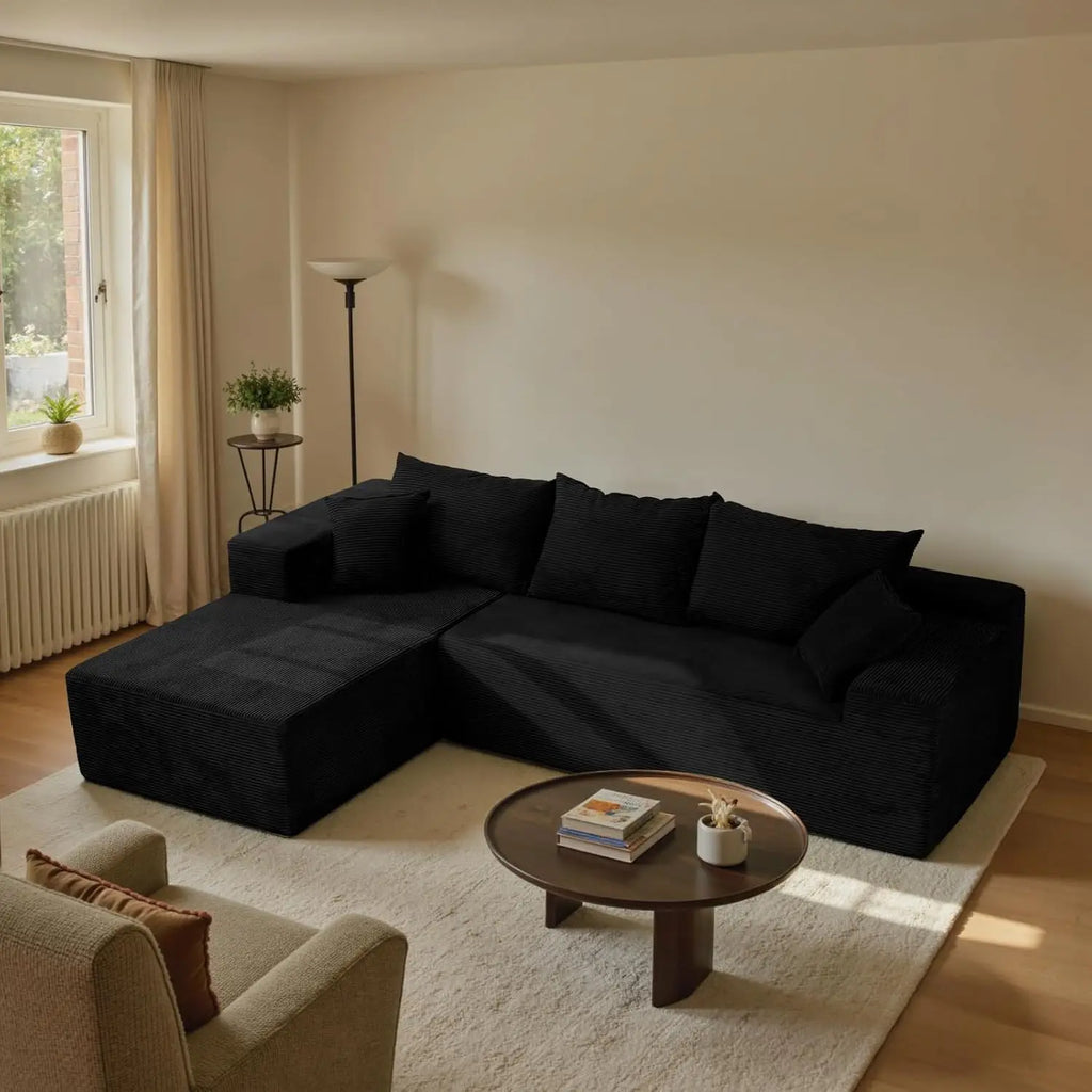 L-Shape Sectional Sofa with Chaise Deep Seat Modular Box Living Room No Assembly Customized