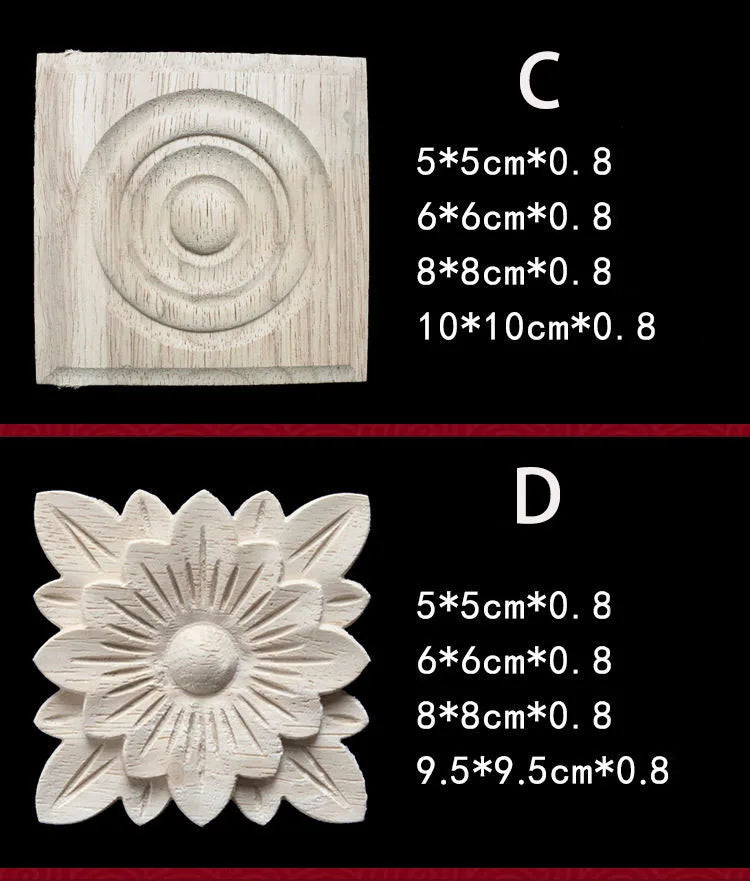 Unique Natural Floral Wood Carved Onlays and Appliques Wood Figurines for Decor Home Decoration Accessories wood furniture decal